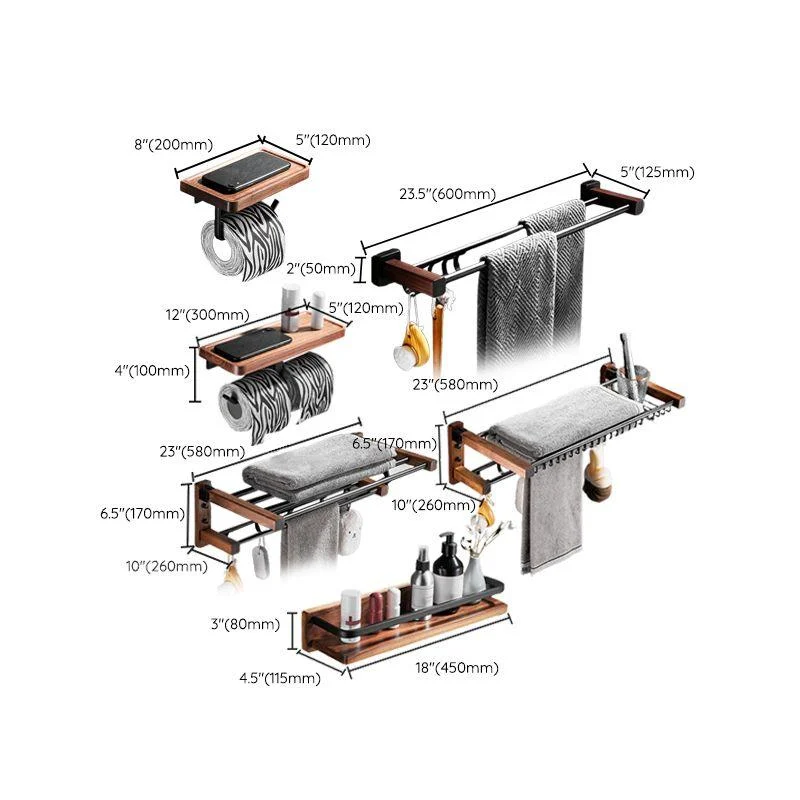 7 Piece Bathroom Accessory Set Wood and Metal Bathroom Accessories Hardware Set -Bathlova