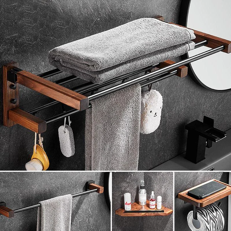 7 Piece Bathroom Accessory Set Wood and Metal Bathroom Accessories Hardware Set -Bathlova