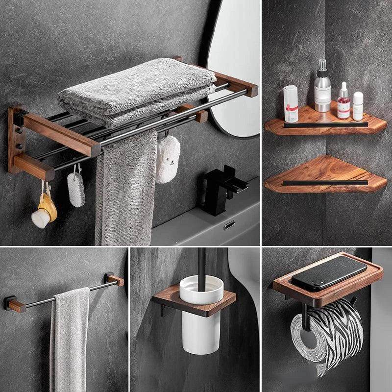 7 Piece Bathroom Accessory Set Wood and Metal Bathroom Accessories Hardware Set -Bathlova