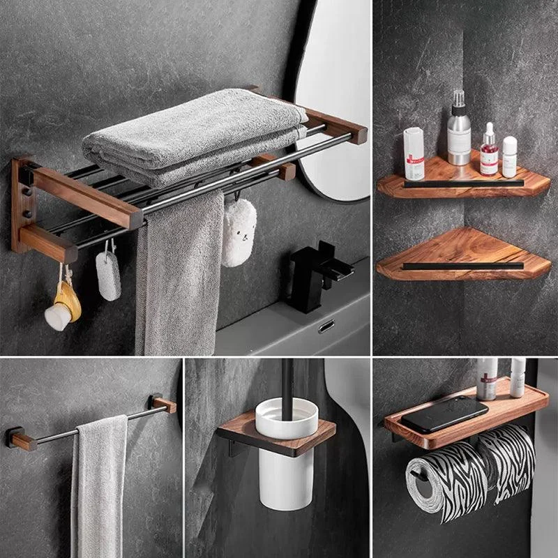 7 Piece Bathroom Accessory Set Wood and Metal Bathroom Accessories Hardware Set -Bathlova