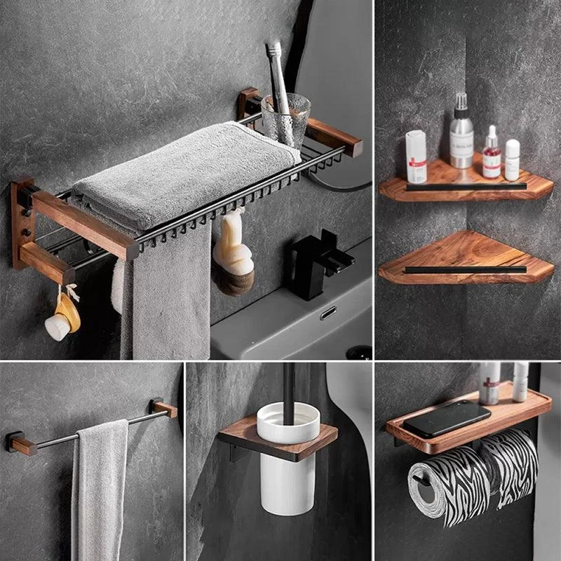 7 Piece Bathroom Accessory Set Wood and Metal Bathroom Accessories Hardware Set -Bathlova