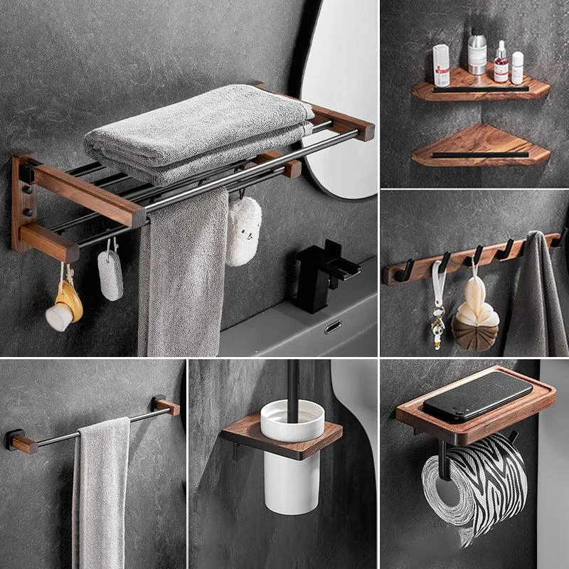 7 Piece Bathroom Accessory Set Wood and Metal Bathroom Accessories Hardware Set -Bathlova