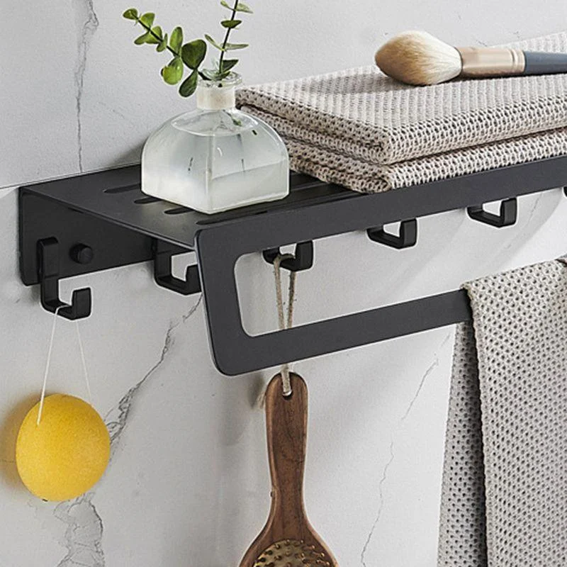 7-Piece Bathroom Hardware Set Matte Black/Gray with Bath Shelf/Towel Bar/Robe Hooks -Bathlova