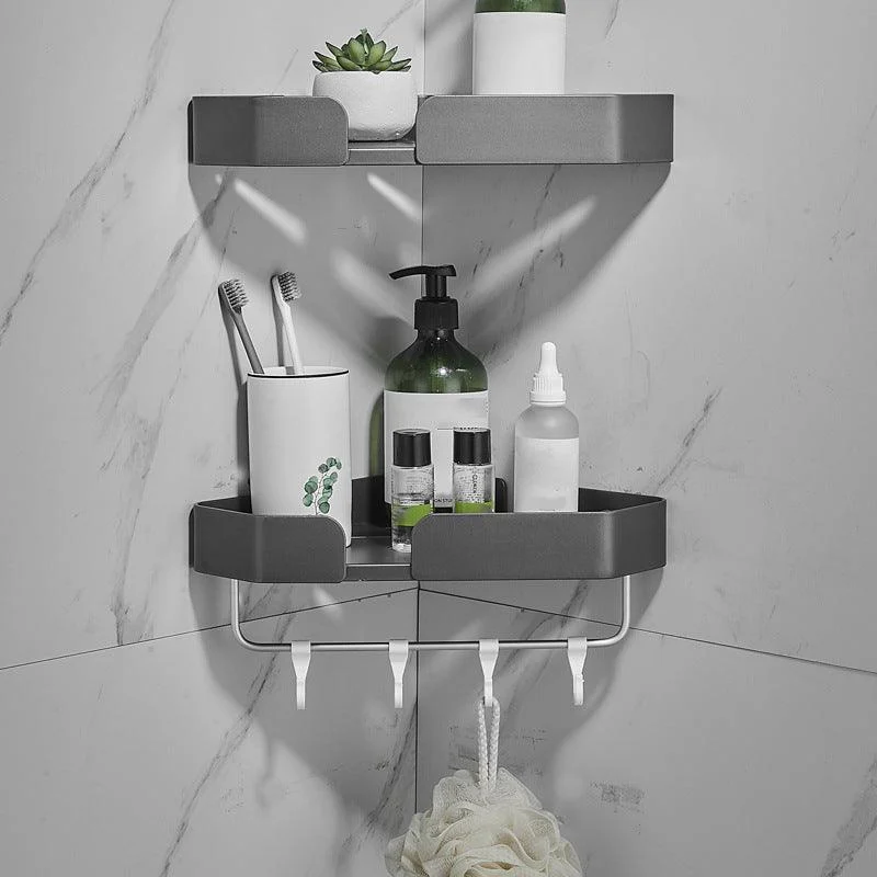 7-Piece Bathroom Hardware Set Matte Black/Gray with Bath Shelf/Towel Bar/Robe Hooks -Bathlova