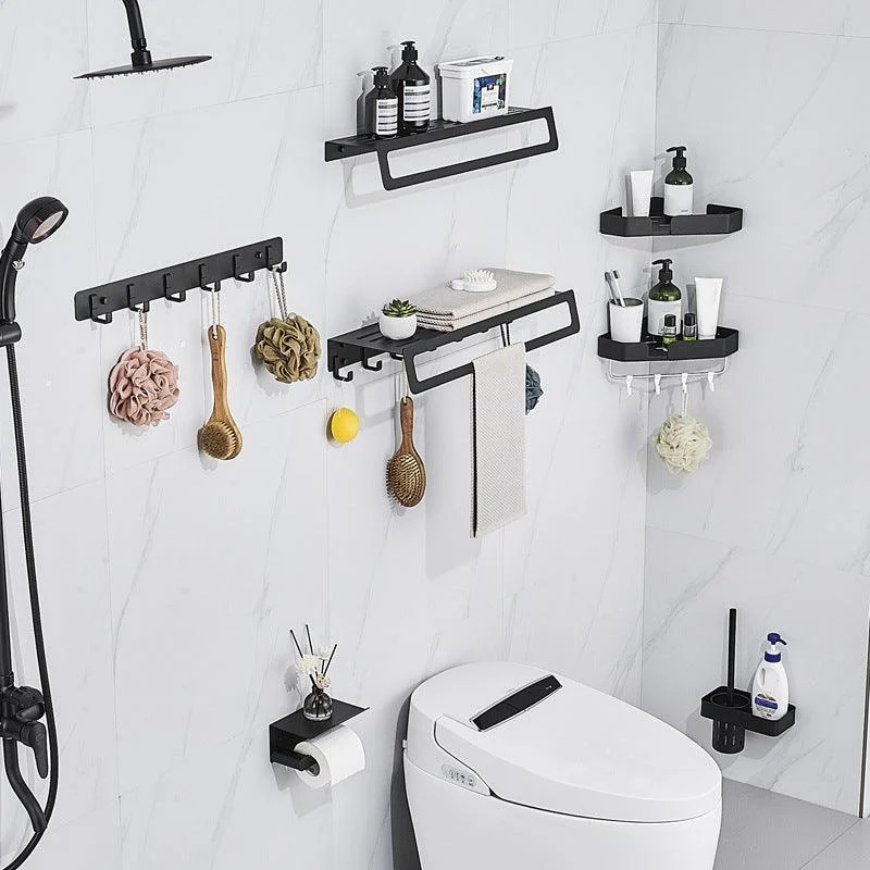 7-Piece Bathroom Hardware Set Matte Black/Gray with Bath Shelf/Towel Bar/Robe Hooks -Bathlova