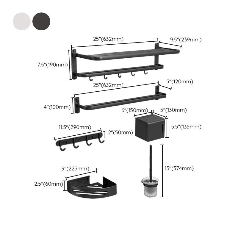 7-Piece Modern Bathroom Accessory Set Matte Black Bathroom Set with Towel Bar/Bath Shelf -Bathlova