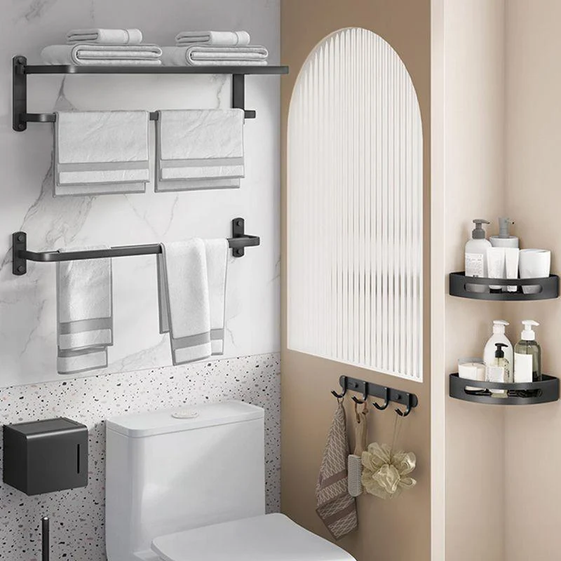 7-Piece Modern Bathroom Accessory Set Matte Black Bathroom Set with Towel Bar/Bath Shelf -Bathlova