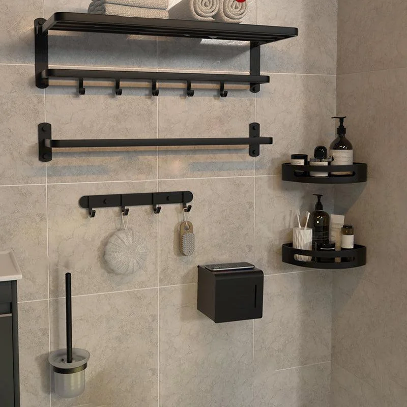 7-Piece Modern Bathroom Accessory Set Matte Black Bathroom Set with Towel Bar/Bath Shelf -Bathlova