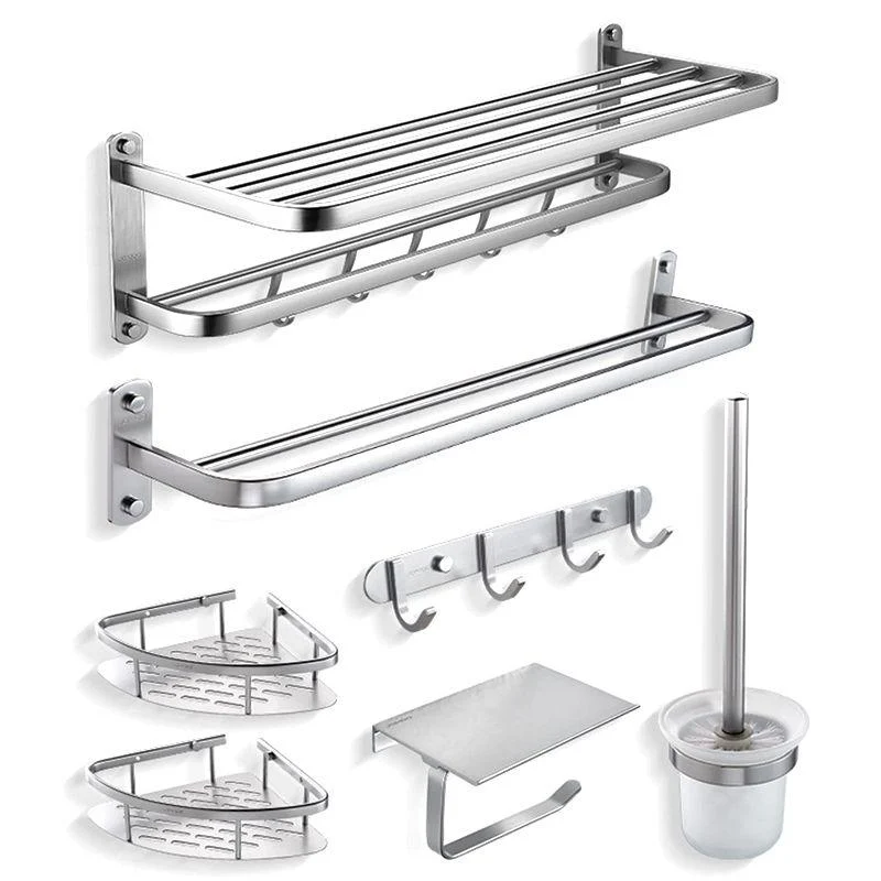 7-Piece Modern Bathroom Accessory Set with Bathe Shelf/Towel Bar/Paper Holder & Robe Hook -Bathlova