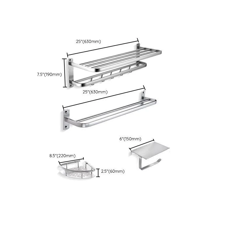 7-Piece Modern Bathroom Accessory Set with Bathe Shelf/Towel Bar/Paper Holder & Robe Hook -Bathlova