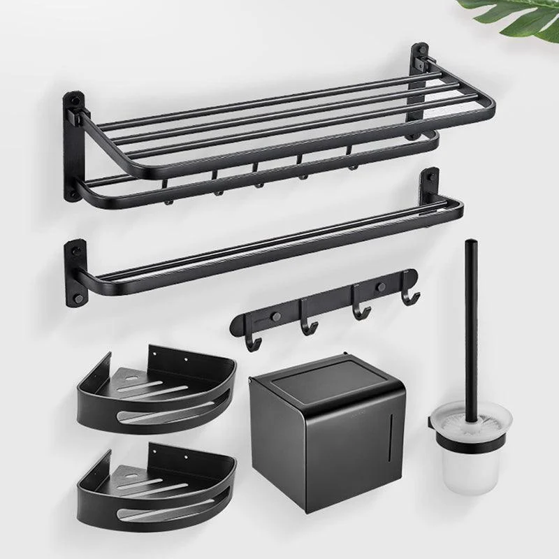 7-Piece Modern Bathroom Accessory Set with Bathe Shelf/Towel Bar/Paper Holder & Robe Hook -Bathlova