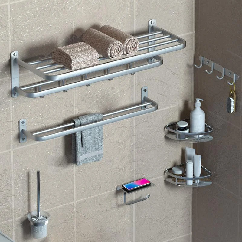 7-Piece Modern Bathroom Accessory Set with Bathe Shelf/Towel Bar/Paper Holder & Robe Hook -Bathlova