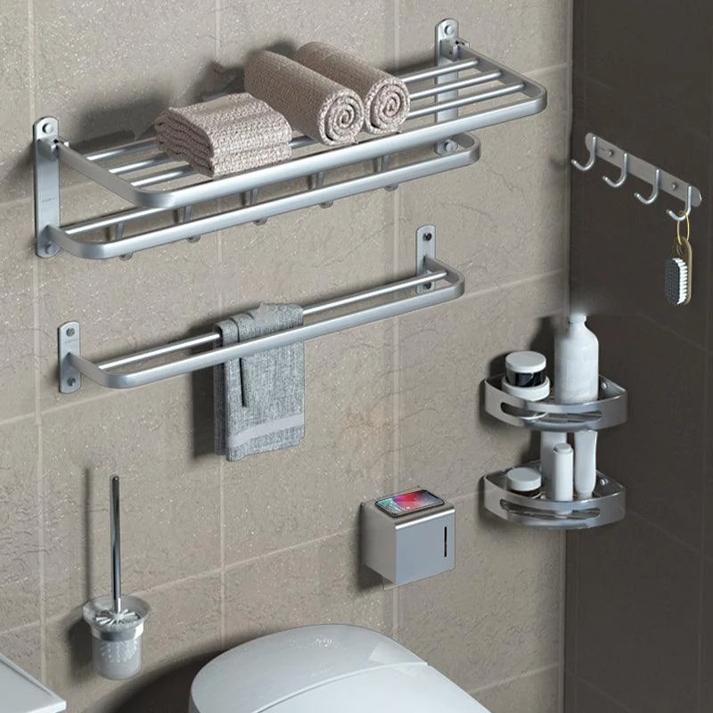 7-Piece Modern Bathroom Accessory Set with Bathe Shelf/Towel Bar/Paper Holder & Robe Hook -Bathlova