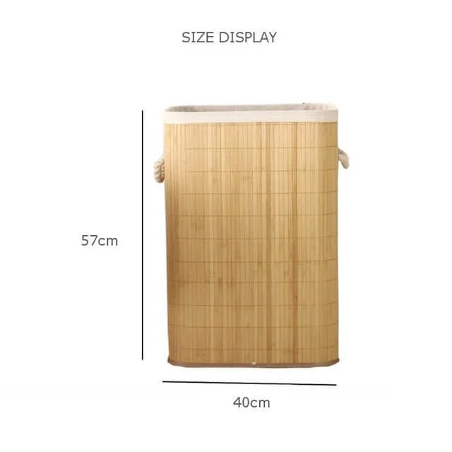 72L Rectangular Folding Bamboo Laundry Hamper -Bathlova