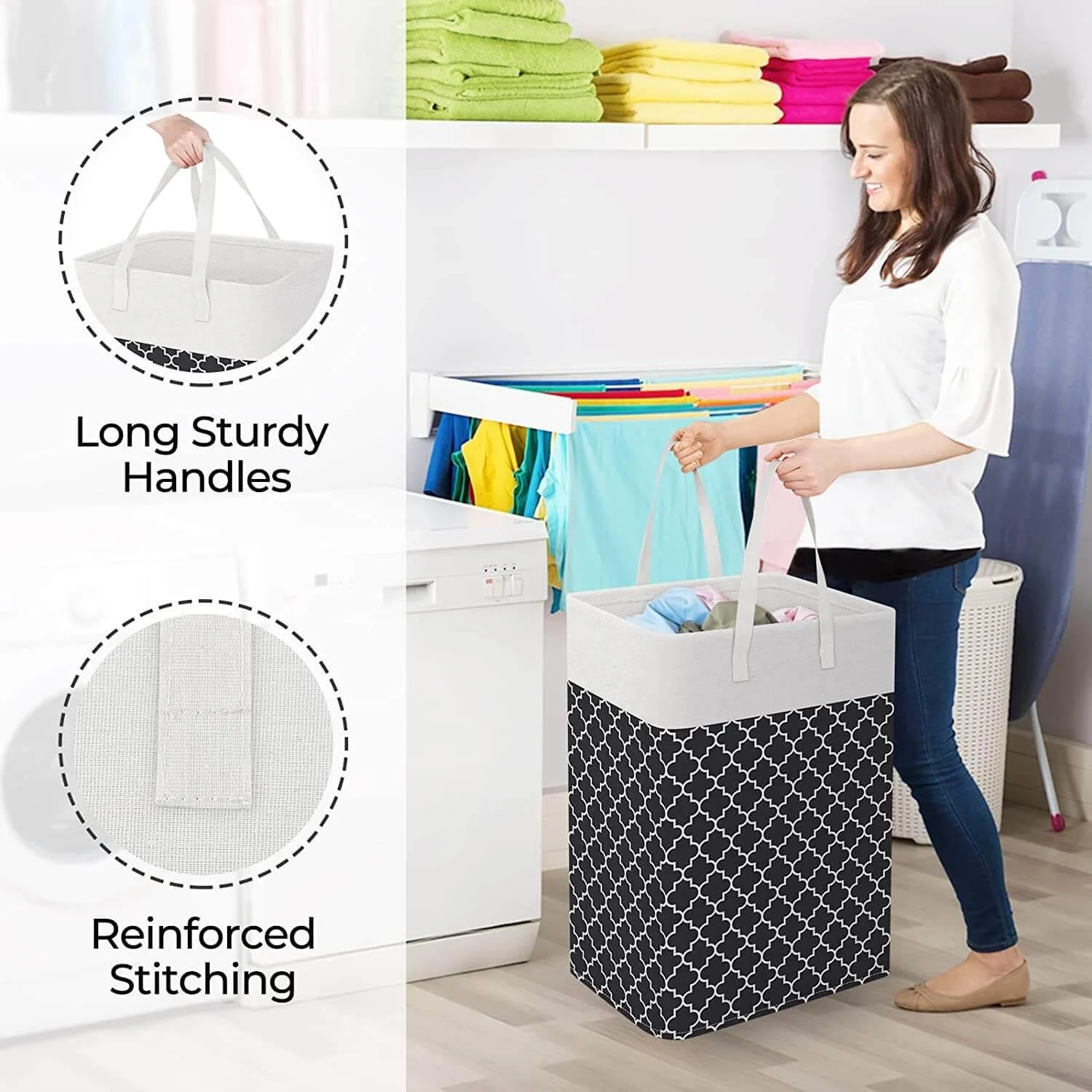 75L Geometric Pattern Laundry Basket -Bathlova