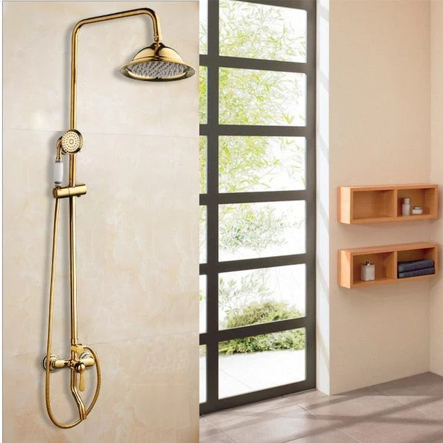 8" Bathroom Rainfall Shower Tap Set Solid Brass Single Shower Mixer Tap -Bathlova