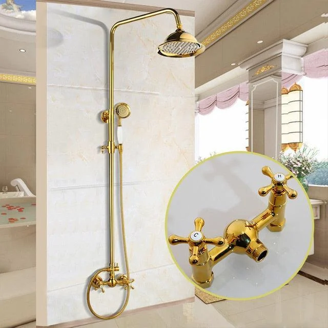 8" Bathroom Rainfall Shower Tap Set Solid Brass Single Shower Mixer Tap -Bathlova