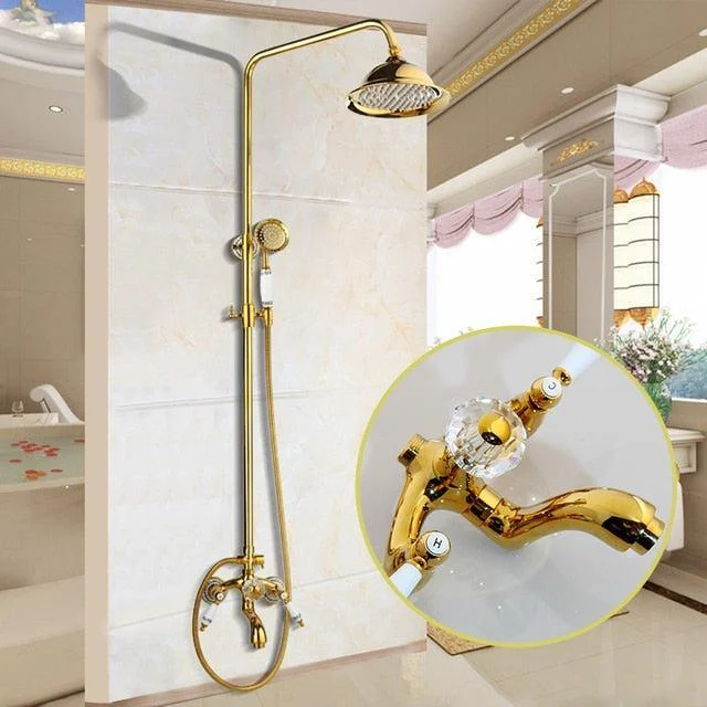 8" Bathroom Rainfall Shower Tap Set Solid Brass Single Shower Mixer Tap -Bathlova