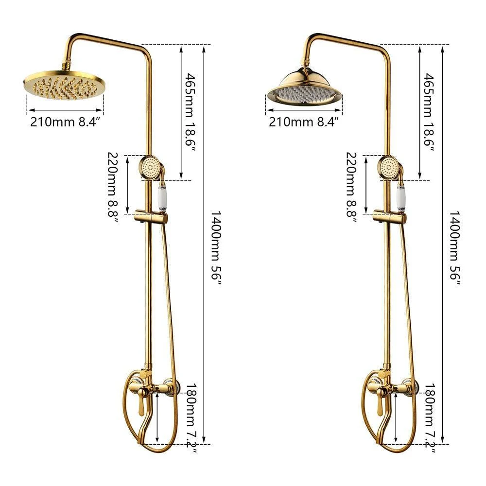 8" Bathroom Rainfall Shower Tap Set Solid Brass Single Shower Mixer Tap -Bathlova