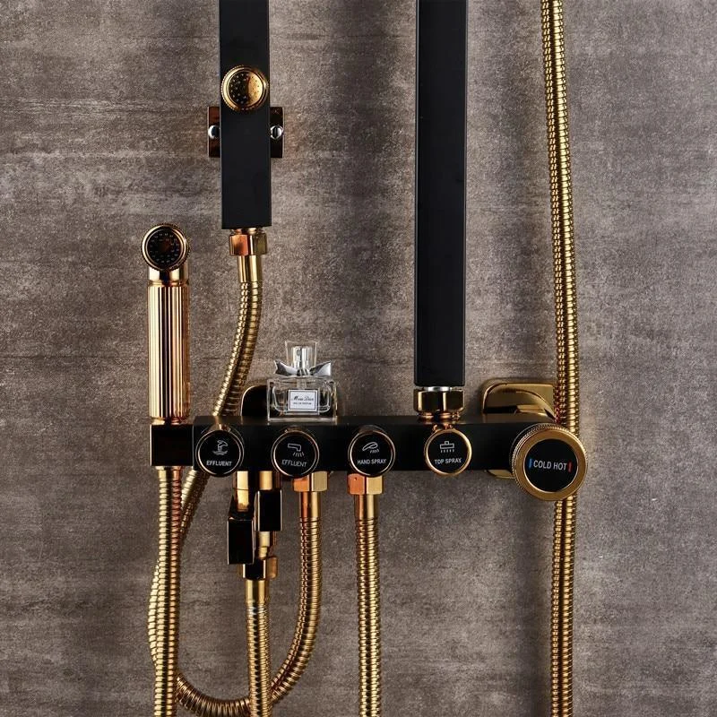 8" Gold & Black Brass Bathroom Bidet Shower Tap Rain Shower Set -Bathlova