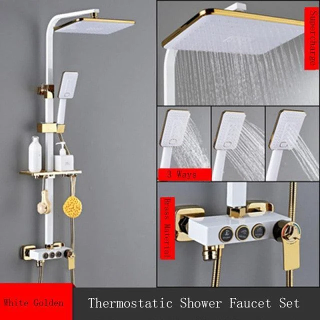 8 inch Brass Thermostatic Digital Display Shower Tap Rain Shower Tap Bidet -Bathlova