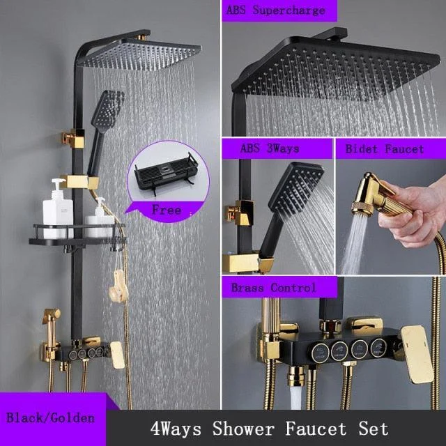 8 inch Brass Thermostatic Digital Display Shower Tap Rain Shower Tap Bidet -Bathlova