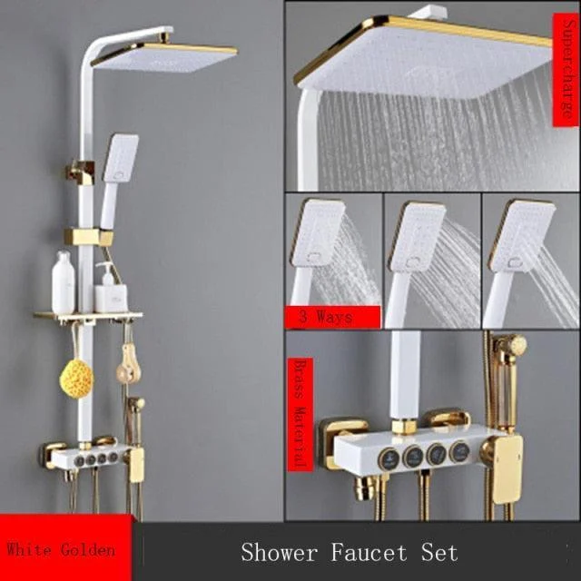 8 inch Brass Thermostatic Digital Display Shower Tap Rain Shower Tap Bidet -Bathlova