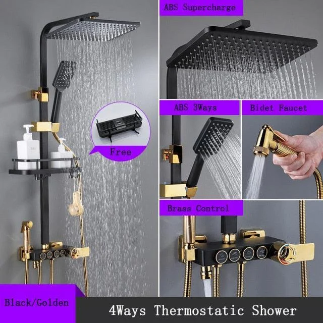 8 inch Brass Thermostatic Digital Display Shower Tap Rain Shower Tap Bidet -Bathlova