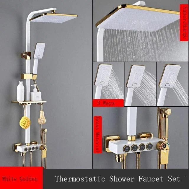 8 inch Brass Thermostatic Digital Display Shower Tap Rain Shower Tap Bidet -Bathlova