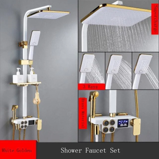 8 inch Brass Thermostatic Digital Display Shower Tap Rain Shower Tap Bidet -Bathlova