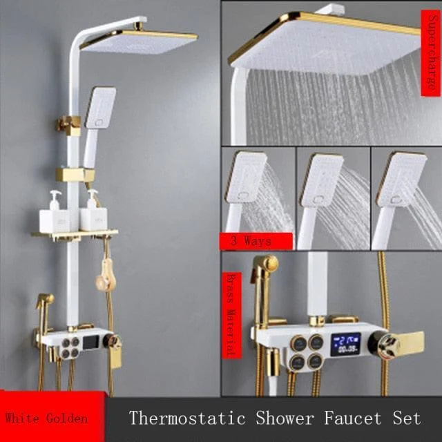 8 inch Brass Thermostatic Digital Display Shower Tap Rain Shower Tap Bidet -Bathlova