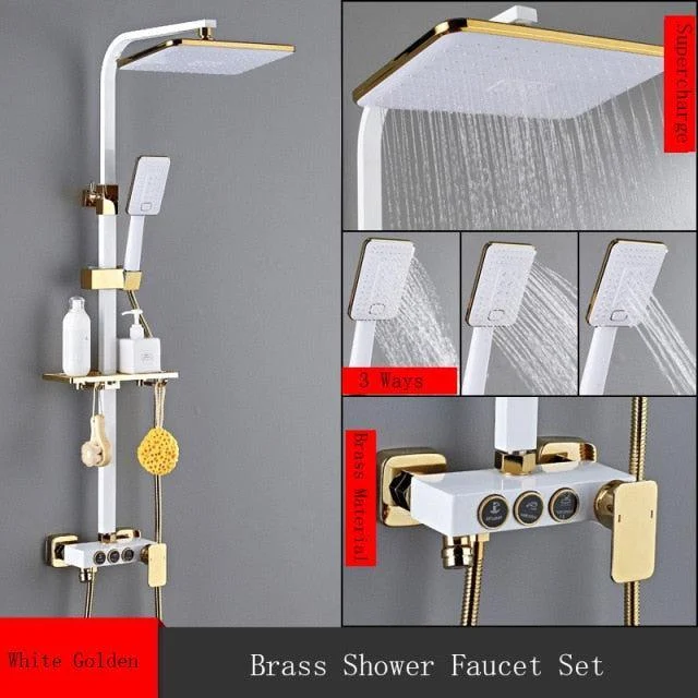 8 inch Brass Thermostatic Digital Display Shower Tap Rain Shower Tap Bidet -Bathlova