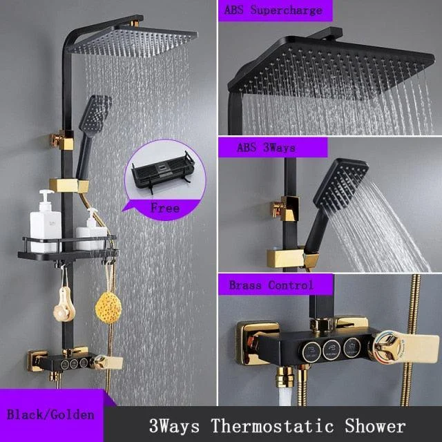 8 inch Brass Thermostatic Digital Display Shower Tap Rain Shower Tap Bidet -Bathlova