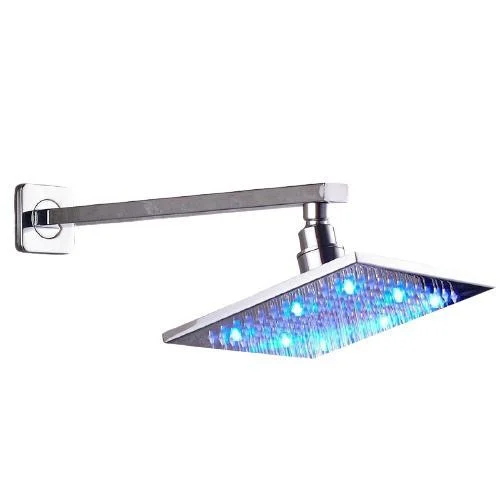 8 Inch Chrome Wall Mounted Bathroom Top Shower Head with LED Lights -Bathlova