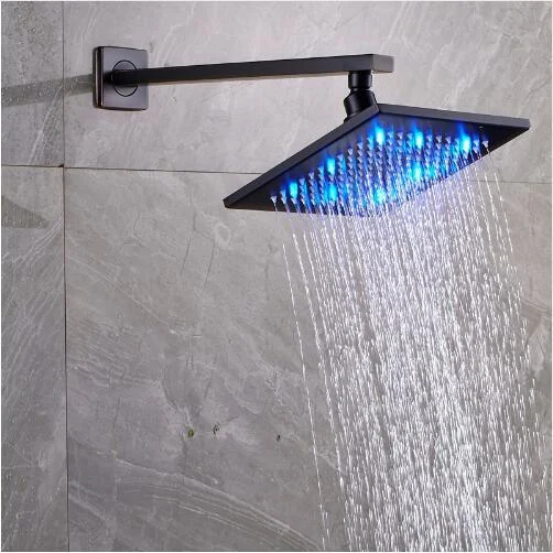 8 Inch Chrome Wall Mounted Bathroom Top Shower Head with LED Lights -Bathlova