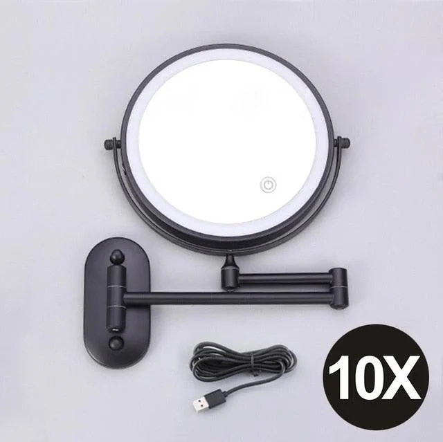 8 inch Wall Mounted Makeup Mirror 3X-10X Magnifying 3 color LED light -Bathlova