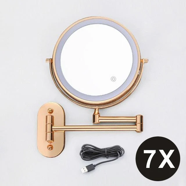 8 inch Wall Mounted Makeup Mirror 3X-10X Magnifying 3 color LED light -Bathlova