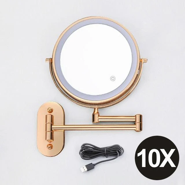 8 inch Wall Mounted Makeup Mirror 3X-10X Magnifying 3 color LED light -Bathlova