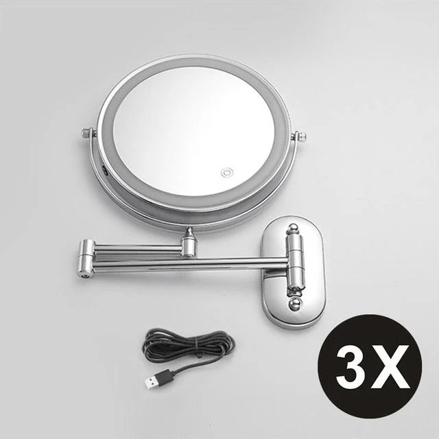 8 inch Wall Mounted Makeup Mirror 3X-10X Magnifying 3 color LED light -Bathlova