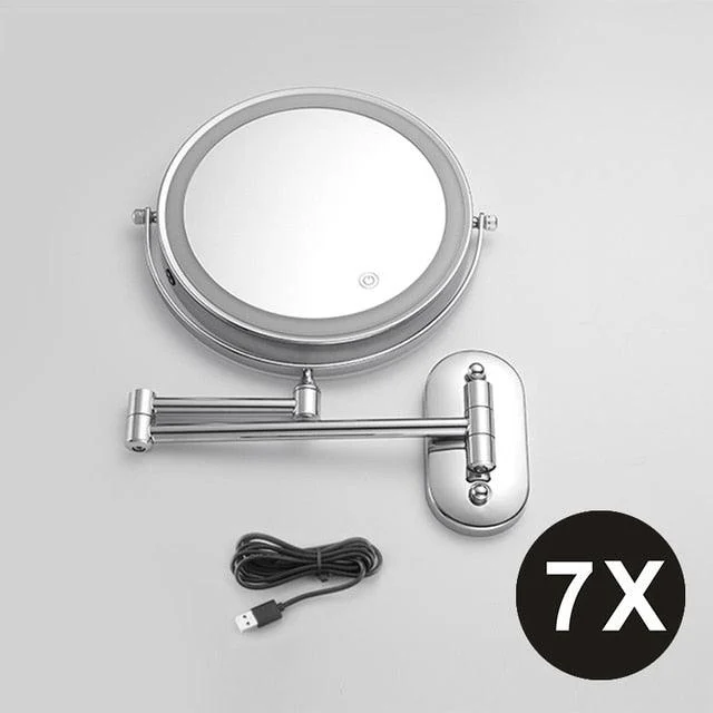 8 inch Wall Mounted Makeup Mirror 3X-10X Magnifying 3 color LED light -Bathlova