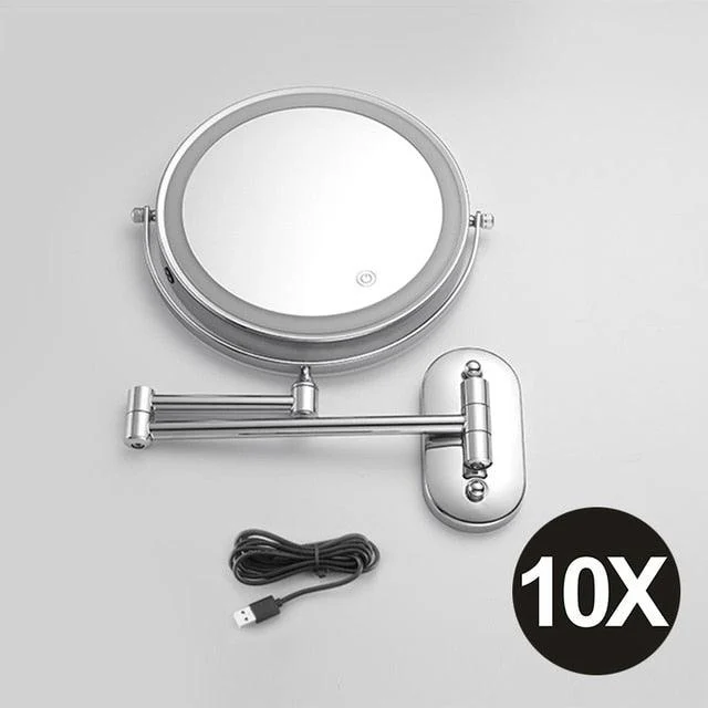 8 inch Wall Mounted Makeup Mirror 3X-10X Magnifying 3 color LED light -Bathlova