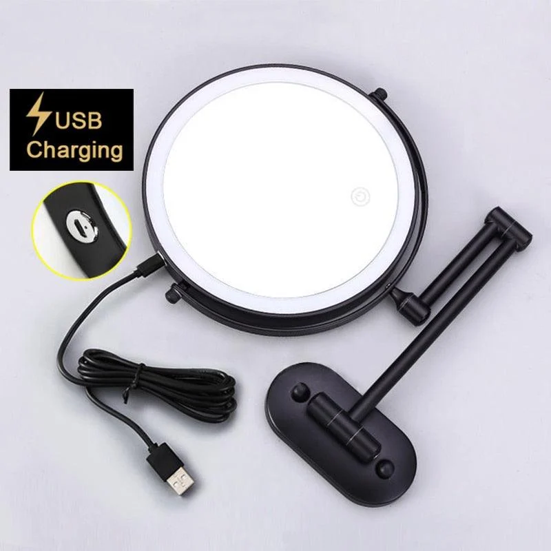 8 inch Wall Mounted Makeup Mirror 3X-10X Magnifying 3 color LED light -Bathlova