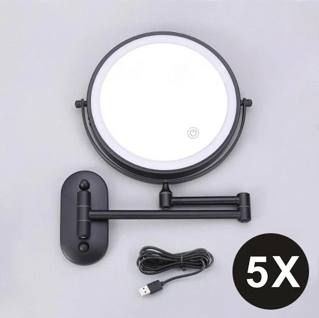 8 inch Wall Mounted Makeup Mirror 3X-10X Magnifying 3 color LED light -Bathlova