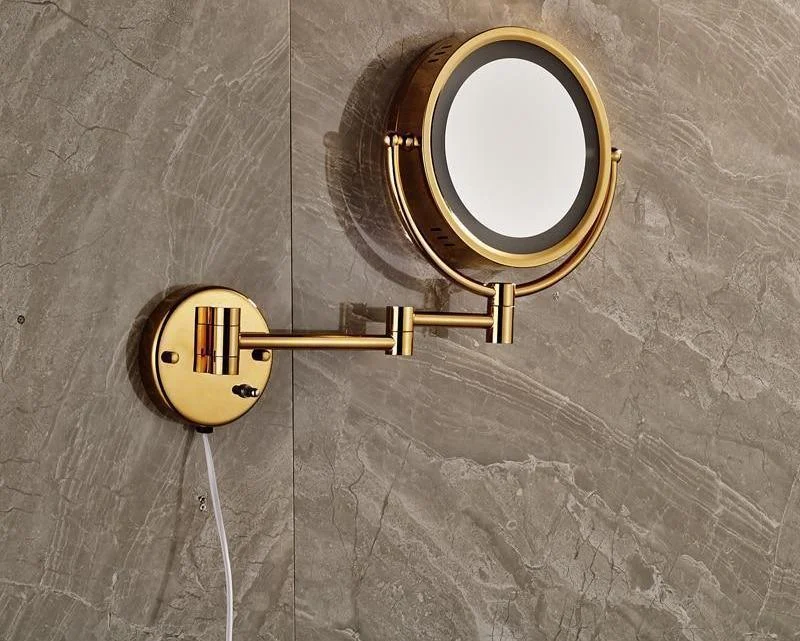 8" ﻿Luxury Golden Stainless Steel Wall Mount Illuminated Double Side Make Up Mirror -Bathlova