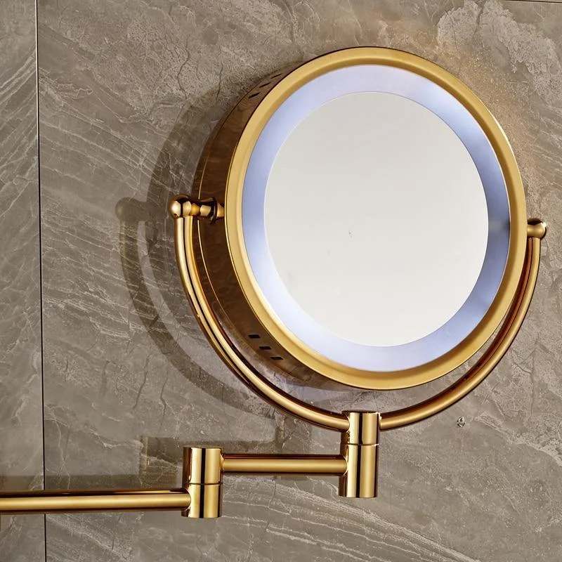 8" ﻿Luxury Golden Stainless Steel Wall Mount Illuminated Double Side Make Up Mirror -Bathlova