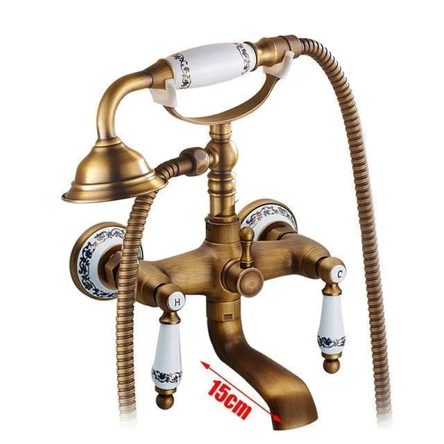 8' Shower Head Antique Brass Rainfall Shower Head With 2 Way Valve -Bathlova