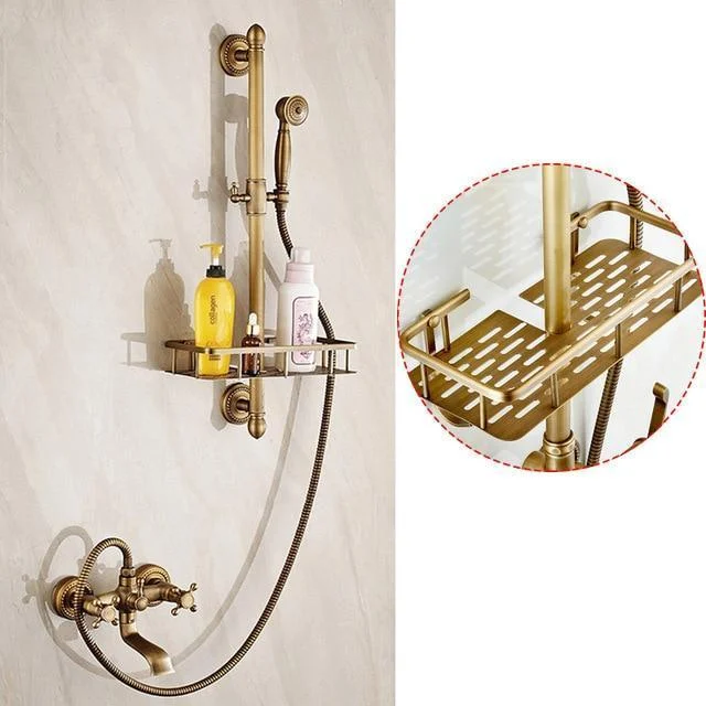 8' Shower Head Antique Brass Rainfall Shower Head With 2 Way Valve -Bathlova