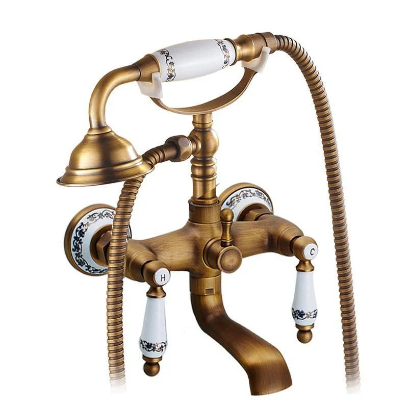 8' Shower Head Antique Brass Rainfall Shower Head With 2 Way Valve -Bathlova