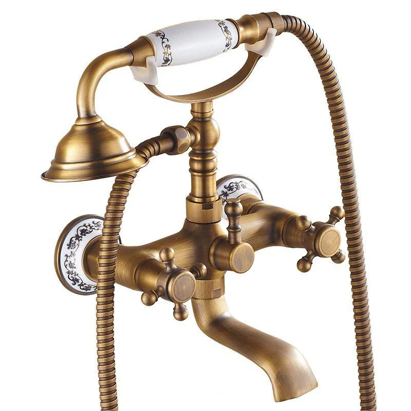 8' Shower Head Antique Brass Rainfall Shower Head With 2 Way Valve -Bathlova