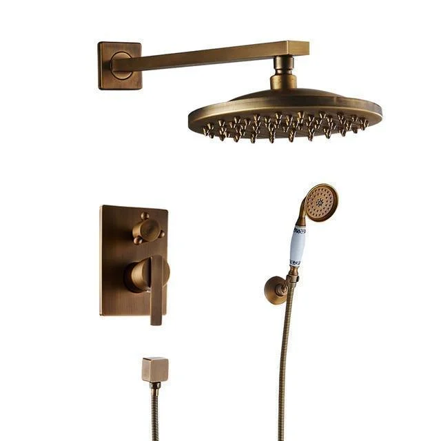 8' Shower Head Antique Brass Rainfall Shower Head With 2 Way Valve -Bathlova